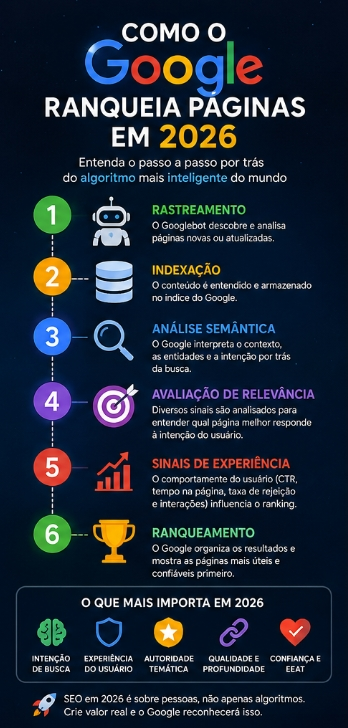 Como o Google ranqueia páginas em 2026 Como o Google entende páginas em 2026